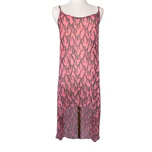 Ambiance Apparel Hi-Low Dress Women Giraffe Print Good Boho Whimsical M Pink